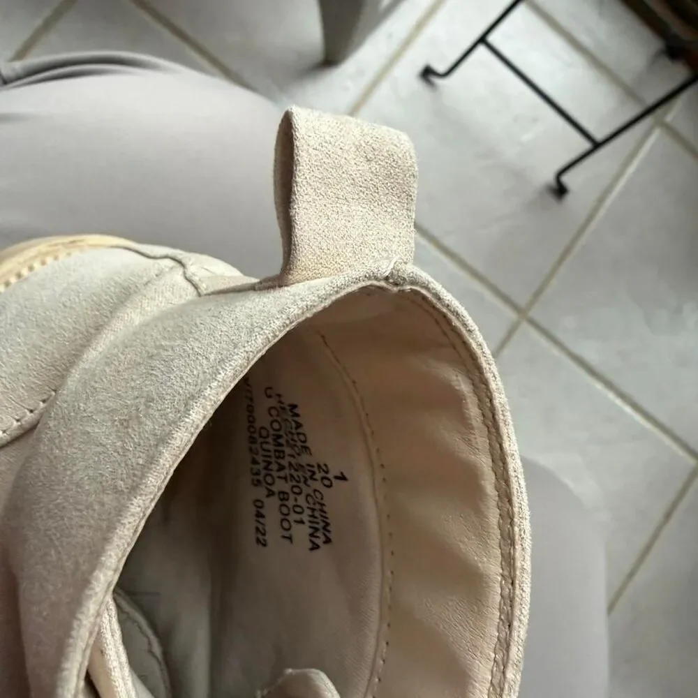 Girls size 1 light tan ankle combat boot.